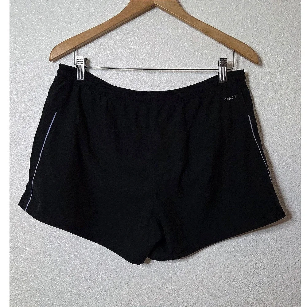 Nike Dri-FIT Black Running Shorts Large Lined Athletic Gym Workout Shorts